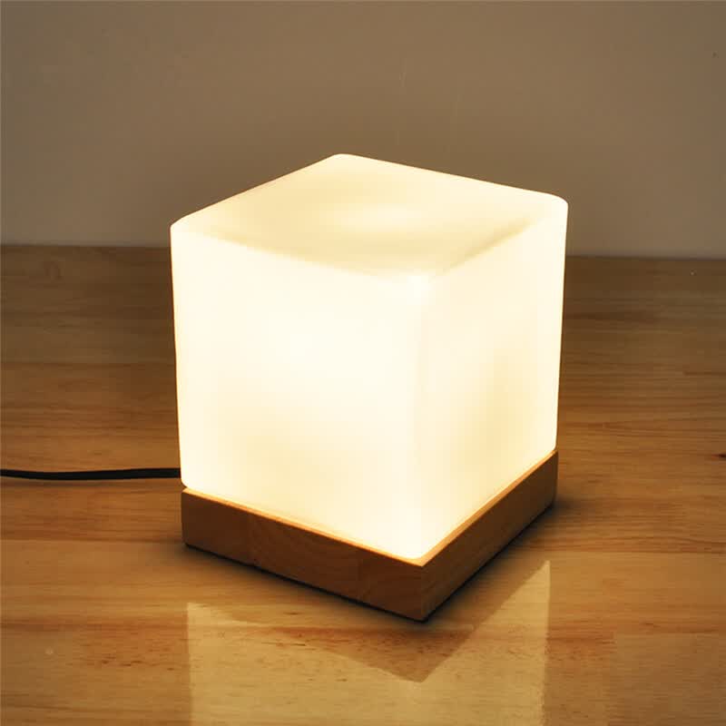 Bokt Minimalist Solid Wood Table Lamp Bedside Desk Home Decor Bokt Minimalist Solid Wood Table Lamp Bedside Desk Home Decor Milky White Square Glass Lampshade
