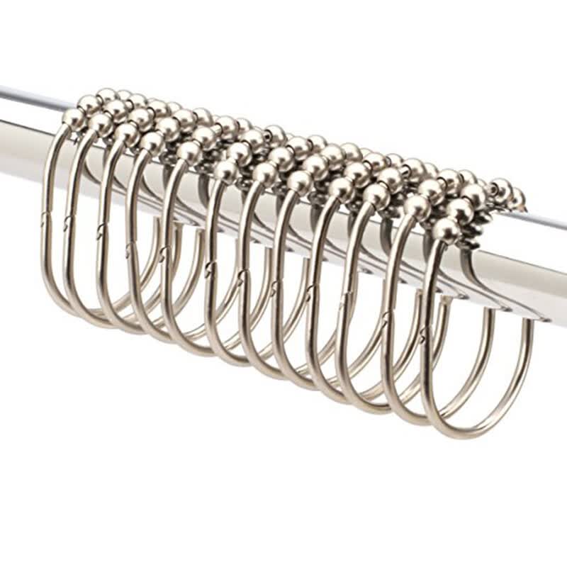 Volla 12pcs Shower Curtain Hooks Stainless Steel Roller Ring Volla 12pcs Shower Curtain Hooks Stainless Steel Roller Ring In Chrome For Bathroom