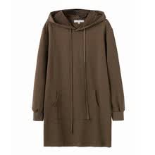 -Sudadera larga Mujer Moda Casual Sudaderas con capucha de color s&oacute;lido Oto&ntilde;o Manga larga Sudadera con capucha suelta Vestido on JD