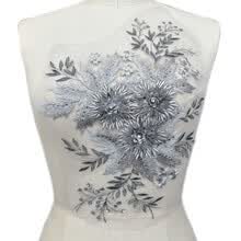 patches-Lace Rhinestone Applique Gray 3D Fabric Lace Patch Manual to Decorate Wedding Dress Veil Garment DIY Accessories on JD