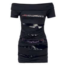 -Halloween 2019 Mujeres Sexy Hole Impresi&oacute;n digital Vestido de verano delgado Seda de leche Transpirable Sudor El&aacute;stico Vestidos de hombro de una palabra on JD