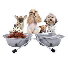pet-supplies-Dog Double Bowl Stainless Steel Pet Water Food Feeding Feeder Puppy Cat Supplies on JD