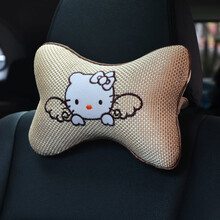 2 Pcs Four Seasons Breathable Leather+Ice Silk Car Headrest Cervical Neck Pillow