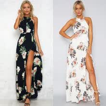-Las mujeres Maxi Boho Floral Summer Beach faldas largas vestido de c&oacute;ctel de noche on JD