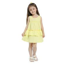 girl-clothing-Vestido de verano de las muchachas 2018 reci&eacute;n llegado de estilo casual Mini volantes sueltos remiendo vestidos de fiesta de la muchacha de algod&oacute;n con cuello en O sin mangas on JD