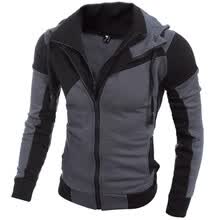 -Nueva sudadera con capucha para hombre Zogaa New Coloring Slim Cremalleras dobles on JD