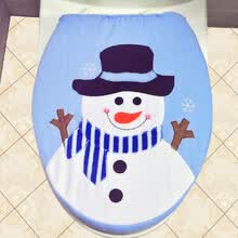-Suave poli&eacute;ster Mu&ntilde;eco de nieve Navidad Cubierta de asiento de inodoro Navidad Closestool Decoraciones Adornos para ba&ntilde;o on JD