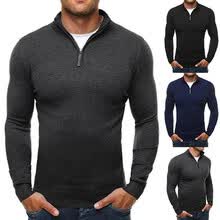 -Moda con cremallera Cuello alto Su&eacute;ter Hombres S&oacute;lido Sudaderas Punto jerseys Su&eacute;teres on JD