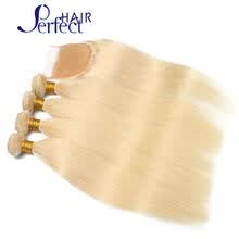 875071956-7A Brazilian Virgin Hair With Closure Blonde Brazilian Hair Weave Bundle 1Pc Lace Closure With 3 bundles platinum blonde weave on JD