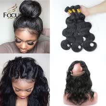 875071956-Lady Focus Brazilian Virgin Hair Body Wave Human Hair 3 Bundles With 360 Lace Frontal Natural Black Pre Plucked Natural Hair Line on JD