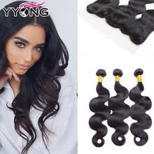 bundles-with-closure-Grado 8A pelo virginal sin procesar de la onda del cuerpo brasile&ntilde;o con el frontal del cord&oacute;n con el paquete 3Bundles YYONG producto libre del pelo on JD