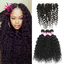 bundles-with-closure-Brazilian Human Hair Water Wave 3 Bundles With Lace Frontal Closure Brazilian Virgin Hair Ear To Ear Lace Frontal With Bundles on JD